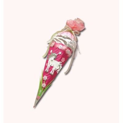 Gelb, rosa, Fertige Tüte 85 cm + Name - Schultuete Einhorn ZUCKERTUETE | 658 014