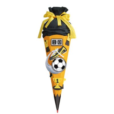 Gelb/schwarz, dunkelblau, gelb - Schultuete Soccer / Fußball, incl. Name | 658027