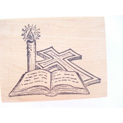 Motivstempel Kerze, Kreuz, Bibel | D7046