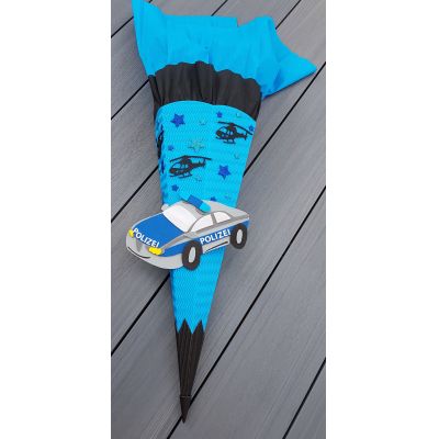 Pazifikblau, blau, Bastel-Set 68 cm Wellpappe - Schultuete Polizei in Handarbeit für Sie hergestellt, incl. Name | 129852137