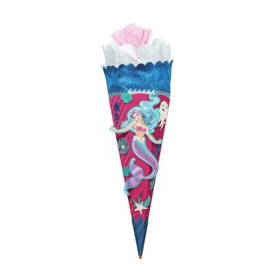 Pink, blau, Bastelset 68cm Wellpappe - 3D-Schultüte Bastelset Meerjungfrau Nixe, 68 cm, eckig, Rot(h)-Spitze, Kreppverschluss | 658080
