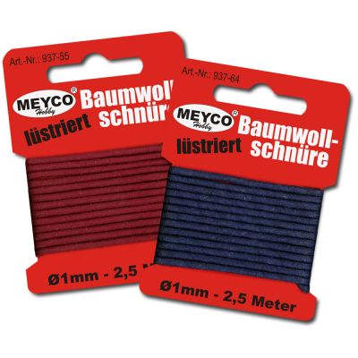 Schwarz - Lüstrierte Baumwollschnüre-SB Ware 2mm / 1,5M | 937- XX / EAN:4028245937529
