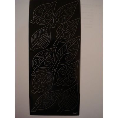 Silber - Sticker Scherenschnitt Blatt schwarz | 194645086