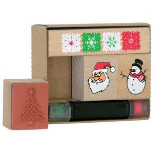Weihnachten 4-teilig Motivstempel aus Holz inkl. Stempelkissen | 204888482 / EAN:4005329087431