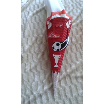 Weiße Schultüte / rotes Trikot, Bastel-Set 68 cm Wellpappe - Schultuete Bastel-Set Soccer 2 in jeder Vereinsfarbe möglich | Soccer2