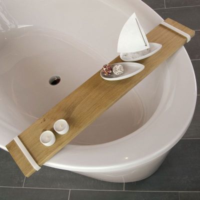 Badebrett, Eiche geräuchert und geölt - Badebrett - Badewannenablage aus Eiche für die Badewanne | 165496076
