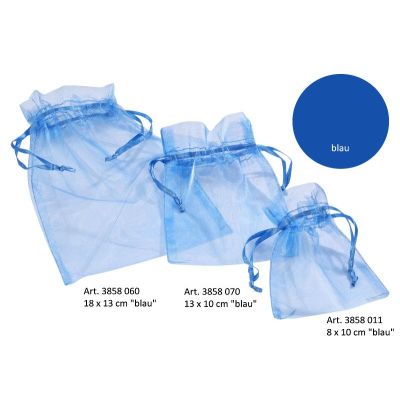 CREApop® Organza-Säckchen blau 8 x 10 cm, Beutel a 12 Stück | 3858011 / EAN:4036159457453