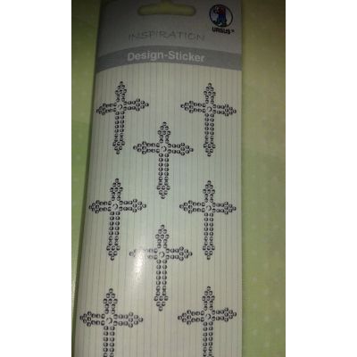 Kreuz Design Sticker aus selbstklebenden Schmucksteinen transparent | 75070034