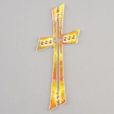 Wachsdekor, Filigranes Kreuz, 110 x 45 mm, blau grün gold oder rot gelb gold | 3533109