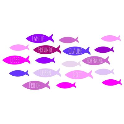 Wachsdekor, Fische / Familie,Freunde 80 x 60 mm, 1 Stk., pink / lila / flieder | 3533711
