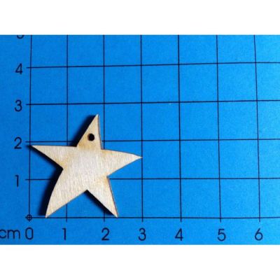 30mm - Holz Kleinteile Stern mit 1 Loch 30 mm und 40 mm | STH5203 / EAN:4250382813163