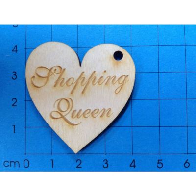 Geschenkanhänger Herz 40 mm "Shopping Queen" graviert; mit 3mm Loch | HEG 26564 / EAN:4250382889533