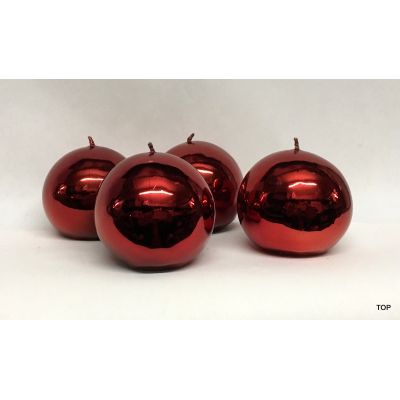 4er Set Kerzen Kugelkerzen K252R 6,2 cm Durchmesser glänzend Rot | KK-K252R / EAN:4015861034411