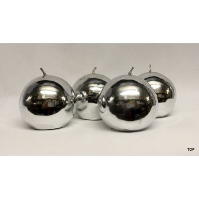 4er Set Kerzen Kugelkerzen K262S 6,2 cm Durchmesser Farbe Silber | KK-K262S / EAN:4015861034237