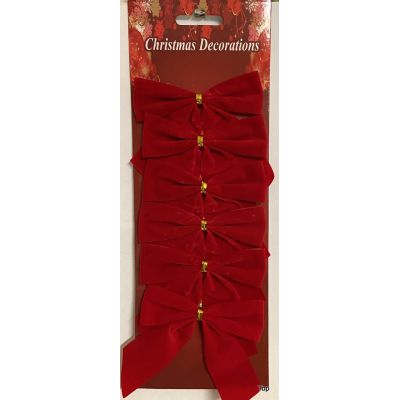6 Rote Geschenkschleifen, ca 9 x10cm, für innen und außen günstig | BR-441 / EAN:4037684444178