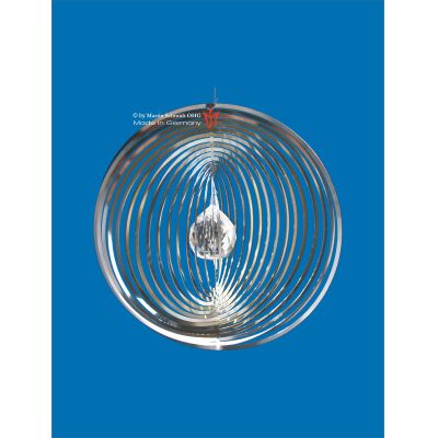 740 klar - Spirale 12740 Edelstahl Ringe mit Kristallkugel 120 mm Hochglanz poliert Windspiel | 12740
