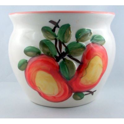 Apfel - Keramik Übertopf 12 cm Pflanztopf 3 Motiven glasiert Dekoration günstig | AM-7056 / EAN:4015861070563