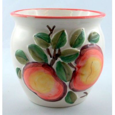 Apfel - Keramik Übertopf 8 cm Pflanztopf 3 Motiven glasiert Dekoration günstig | AM-7212 / EAN:4015861072123
