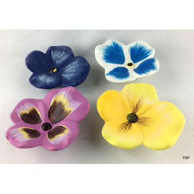Blau - Keramik Stiefmütterchen 4 verschiedene Farben zum Dekorieren | 8514 / EAN:4015861085147