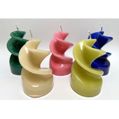 Creme - gedrehte Stumpenkerzen Kerzen viele Farben lakiert TOP Preis | AD-7048 / EAN:5903722078515