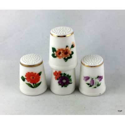 Fingerhut Keramik Fingerhut 2er Set mit Blumenmotiv und Goldrand | 45610