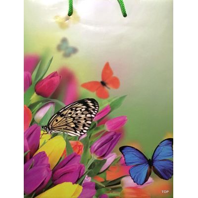 Geschenktüte 60490 Tulpe 23x17,5x8cm Schmetterling glänzend | 60490 / EAN:4015861604904