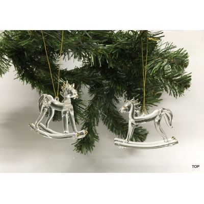 Glas Ornament Glasfigur Schaukelpferd 2 Stück Geschenkschachtel | WN-04312 / EAN:4015861043123