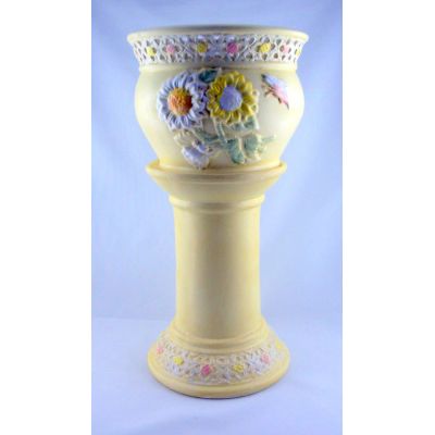 Großes Postament Keramik verziert Deko 2-teilig pastellfarbig | AM-5527 / EAN:4015861055270