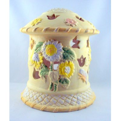 Großes Windlicht Keramik Deko Teelichthalter pastellfarbig | AM-5528 / EAN:4015861055287