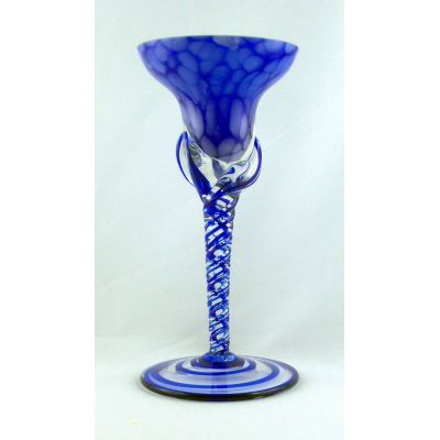 Kerzenhalter Glas blau-marmoriert gedrehten Glasstiel | P-99064-2