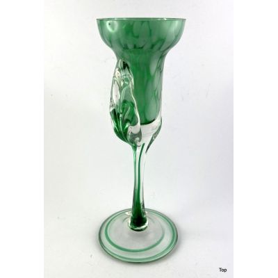 Kerzenhalter Glas grün-marmoriert auf gedrehten Glasstielen | P-99064-3