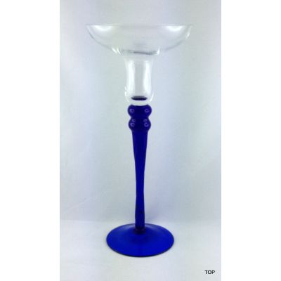 Kerzenhalter Glas Stiel und Fuß in einem blau | GK-110 / EAN:4038611006728