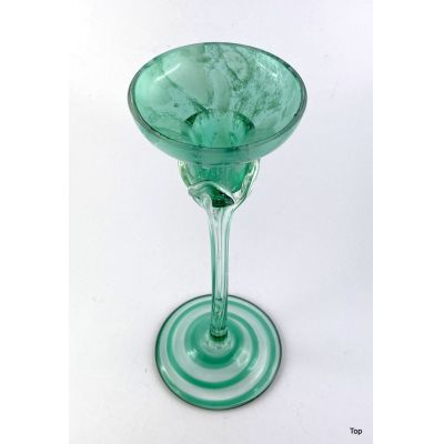 Kerzenhalter Glas wunderschön grün marmoriert Glasstiel günstig | P-99064