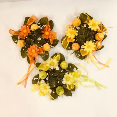 Orange - Deko Kerzenring Magaritte marmorierten Eier Blumen Kunststoff | 02640 / EAN:4015861026409