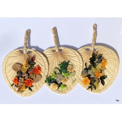 Orange - Fächer aus Bambus handgefochten 20x20 cm Floristik mit Gestecke | PO-2020
