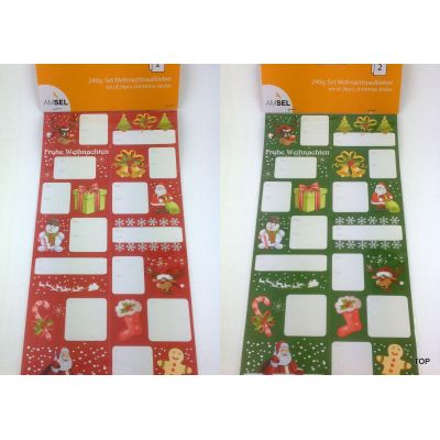 Rot - Geschenkaufkleber für Weihnachten Sticker 24tlg. Set 2 Varianten | WN-59527 / EAN:4015861595271