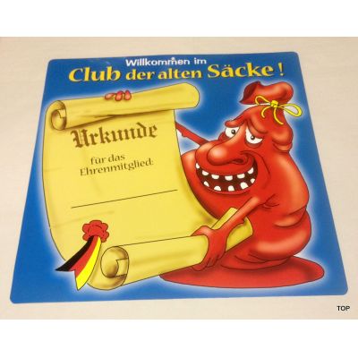 Willkommen im Club der alten Säcke Party Geburtstag Urkunde | 6225 / EAN:4012221062251