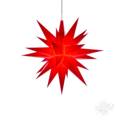 Ohne Zubehör - A1e rot Kunststoff Original Herrnhuter Stern für Innen mit LED | 50230