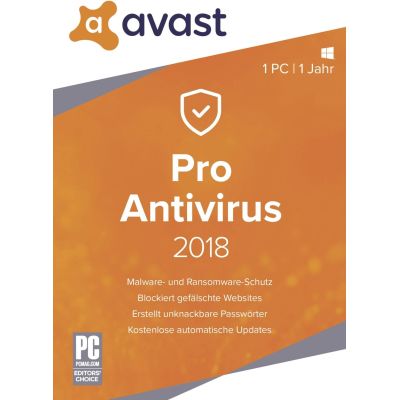 AVAST Pro Anti Virus 2018 - DVD-Edition | 532222jak / EAN:4017404031352