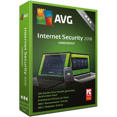 AVG Internet Security unbegrenzt 2018 | 525391jak / EAN:4017404030782