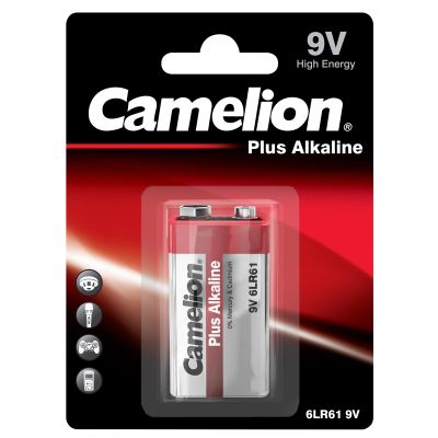 Block-Batterie CAMELION Plus Alkaline 9V, Typ 6F22, 1er Blister | 1300224ett / EAN:4260033150066