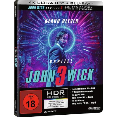 John Wick: Kapitel 3 - Limited 4K UHD Edition im Steelbook (+ Blu-ray 2D) | 572203jak / EAN:4010324011251