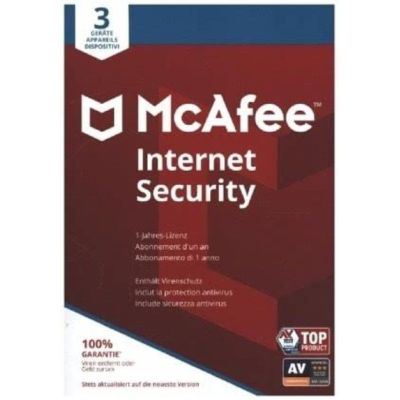 McAfee Internet Security 3 Device 2021 (3 Geräte I 1 Jahr) (Code in a Box) (PC+MAC) | 602028jak / EAN:4023126122384