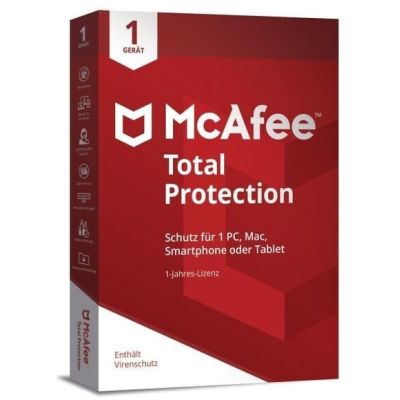 McAfee Total Protection 1 Device 2020 (1 Geräte I 1 Jahr) (Code in a Box) (PC+MAC) | 602030jak / EAN:4023126122391