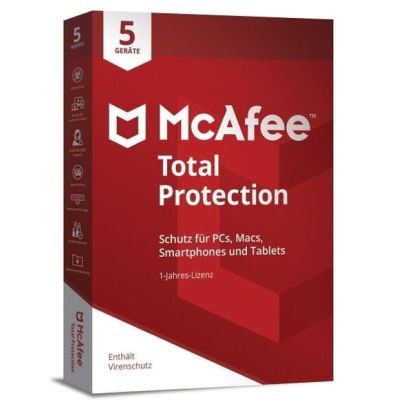 McAfee Total Protection 5 Device 2022 (5 Geräte I 1 Jahr) (Code in a Box) (PC+MAC) | 623368jak / EAN:4023126123626