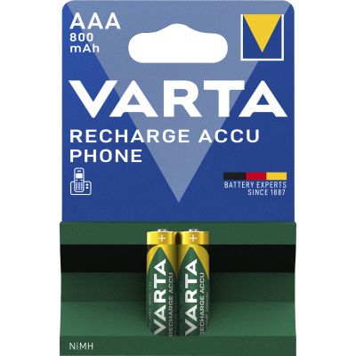 Micro-Akku VARTA "Accu Phone", Ni-MH, 800mA, Typ AAA, HR03,2er-Blister | 1300190ett / EAN:4008496330867