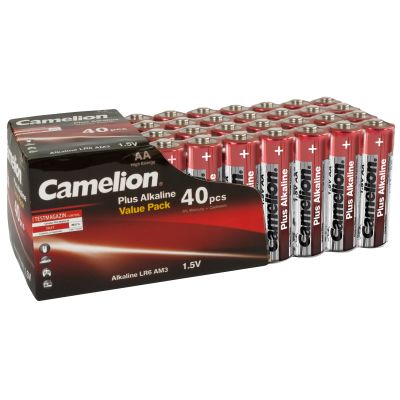 Mignon-Batterie CAMELION Plus Alkaline 1,5 V, LR6 Typ AA, 40er-Blister | 1300080ett / EAN:4260216456428