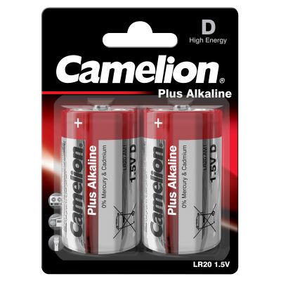 Mono-Batterie CAMELION Plus Alkaline 1,5 V, Typ D/LR20, 2er Blister | 1300223ett / EAN:4260033150004