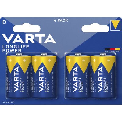 Mono-Batterie VARTA "Longlife Power" Alkaline, Typ D, LR20, 1,5V, 4er Pack | 1300571ett / EAN:4008496559275