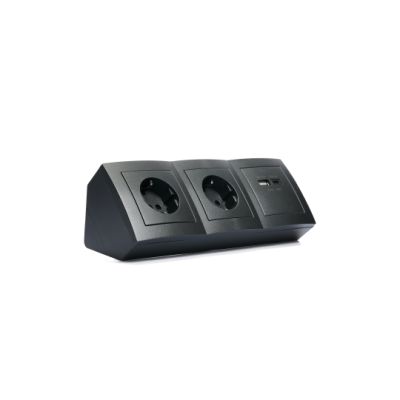 Steckdosenblock McPower "Flair" anthrazit, 2-fach Schutzkontakt, 2x USB A+C | 1535642ett / EAN:4250967340305